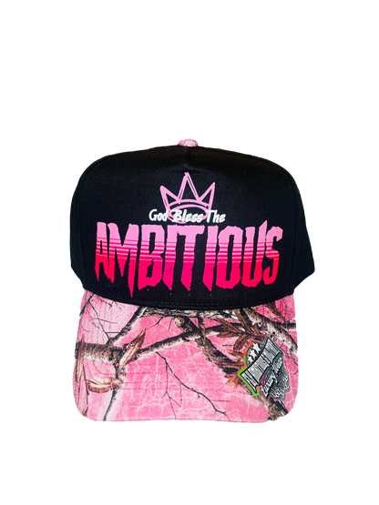Black/Pink Camo “God Bless The Ambitious” Luxury Snapback